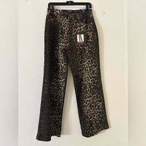 NWT Refine Los Angeles Leopard Print Flare Jeans